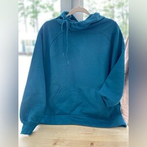 Zenana Outfitters Teal Hoodie Side-Tie Neck. L/XL